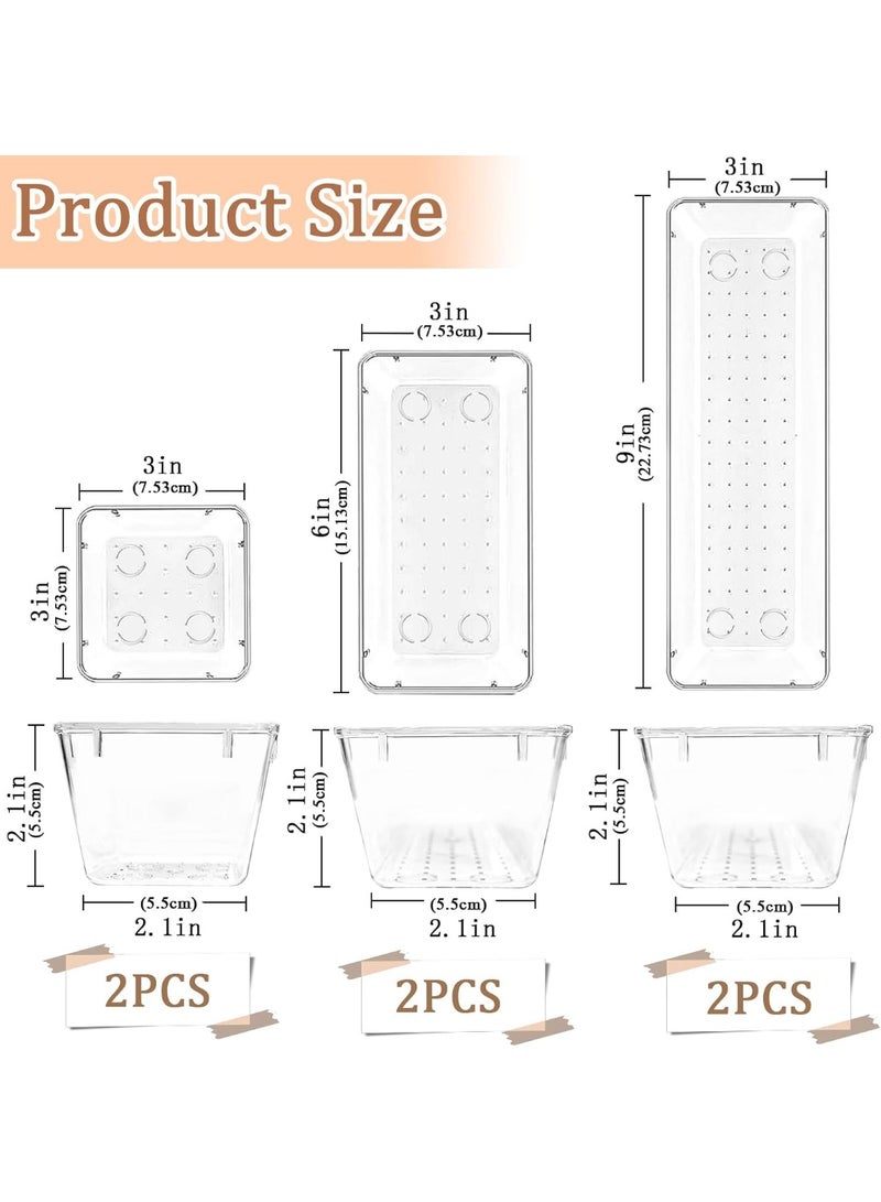 Vtopmart 6-Piece Clear Drawer Organizer Set, Acrylic Drawer Storage Trays, Storage Boxes for Jewelry, Cosmetics, Tools, Kitchen and Office Supplies - Image 2